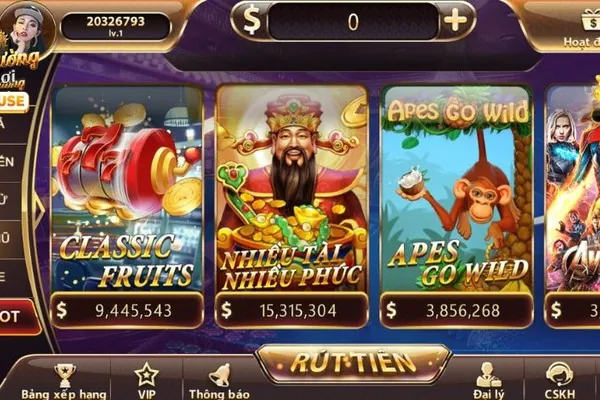 Trò chơi slot với biểu tượng jackpot và may mắn