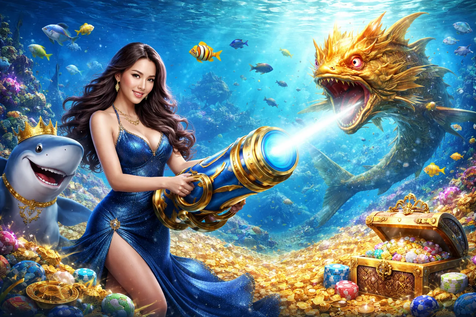 Giao diện trò chơi Bắn cá 33win01 với nhiều loại cá và pháo
